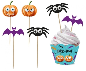 Zestaw pikerów i papilotek do muffinek Boo 6 + 6 szt