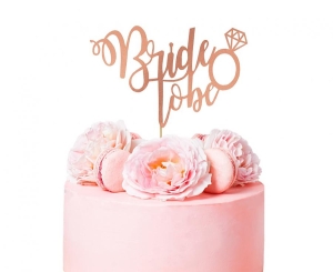 Dekoracja na tort Bride to be różowo-złota
