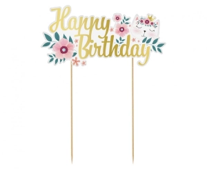 Dekoracja na tort Kotek - Happy Birthday 15x19cm
