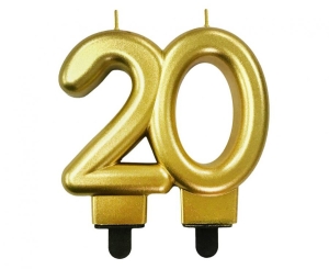 Świeczka cyferka 20 metalik złota 8 cm