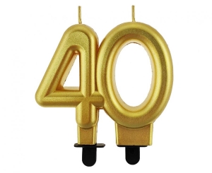 Świeczka cyferka 40 metalik złota 8 cm