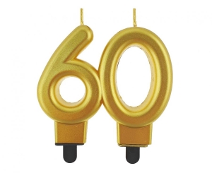 Świeczka cyferka 60 metalik złota 8 cm