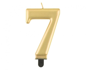 Świeczka cyferka 7 metalik złota 8 cm