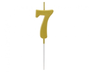Świeczka piker cyferka 7 metaliczna złota 4x2.3 cm