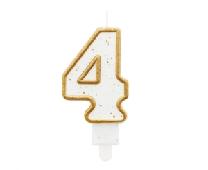 Świeczka cyferka "4" złoty kontur 8 cm