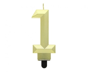 Świeczka cyferka 1 - Diament metalik złoty 7.6 cm