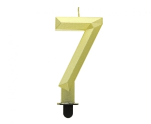 Świeczka cyferka 7 - Diament metalik złoty 7.6 cm