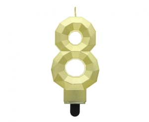 Świeczka cyferka 8 - Diament metalik złoty 7.6 cm