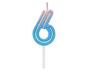 Świeczka cyferka Neon 6 44x27x12mm 1 szt