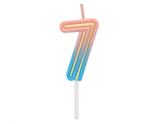 Świeczka cyferka Neon 7 44x28x12mm 1 szt