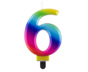 Świeczka cyferka 6 Galaxy 8 cm
