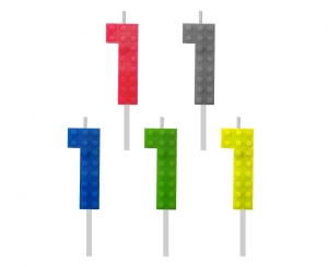Świeczka urodzinowa Klocki cyfra 1 wys. 5.5 cm