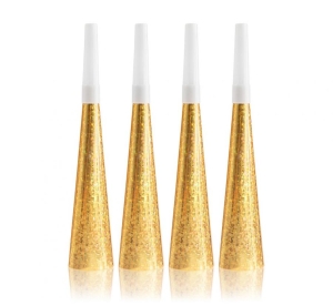 Trąbki horn złote 4 szt 20 cm