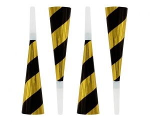 Trąbki horn złoto-czarne 4 szt 20 cm