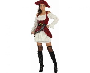 Strój dla dorosłych Piratka (sukienka kapelusz kamizelka gorsetowa pasek) rozm. S