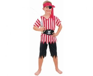 Strój dla dzieci Dziki Pirat (bluzka spodnie pasek opaska) rozm.130/140 cm