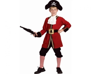 Strój dla dzieci Kapitan (bluzka spodnie żabot pasek kapelusz) rozm.120/130 cm