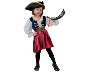 Strój dla dzieci Morska Piratka (sukienka pasek kapelusz) rozm. 92/104 cm