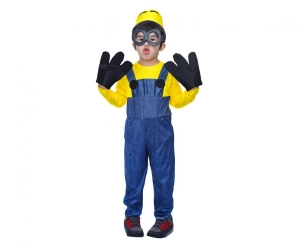 Strój dla dzieci Żółty Ludzik chłopiec (czapka kombinezon rękawiczki okulary) rozm. 130/140 cm