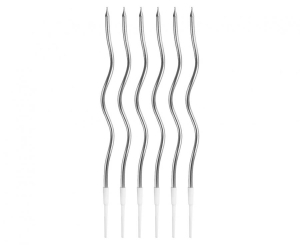 Świeczki Świderki metaliczne srebrne 16 cm 6 szt