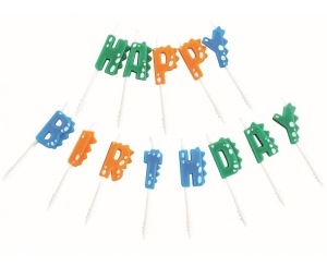 Świeczki pikery Dino "Happy Birthday" 3 x2 1 cm