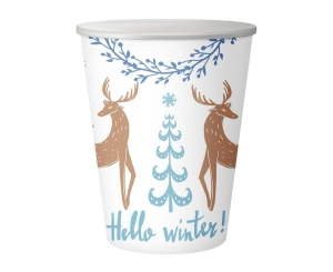 Kubeczki pap. Hello Winter białe 250 ml 6 szt