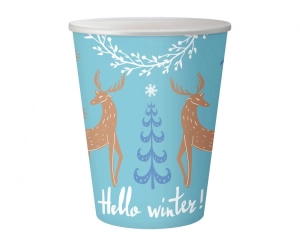 Kubeczki pap. Hello Winter j. niebieskie 250 ml 6 szt
