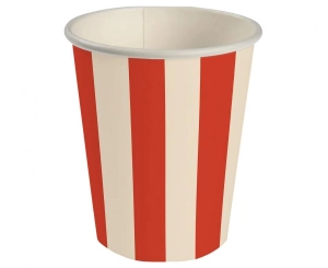 Kubeczki pap. Paski (czerwony-beżowy) 250 ml 6 szt