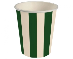 Kubeczki pap. Paski (zielony-beżowy) 250 ml 6 szt