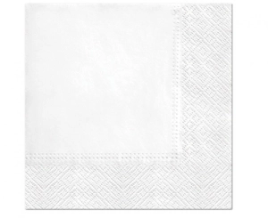 Serwetki PAW gładkie jednokolorowe Białe 33 xm x 33 cm 20 szt