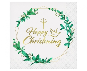 Serwetki Happy Christening (listki) 33 cm x33 cm 20 szt