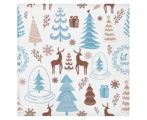 Serwetki Hello Winter białe 33 cm x33 cm 20 szt