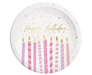 Talerzyki papierowe Birthday Candles 23 cm 8 szt