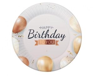 Talerzyki papierowe Happy Birthday 18 cm 6 szt