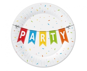 Talerzyki papierowe Kolorowe Party 18 cm 6 szt BB