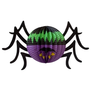 Dekoracja wisząca Halloween Pająk honeycomb 16x27,5cm