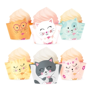 Papilotki do muffinek Kotki 6szt. zestaw