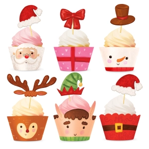 Papilotki do muffinek z toperami Boże Narodzenie  12szt. zestaw