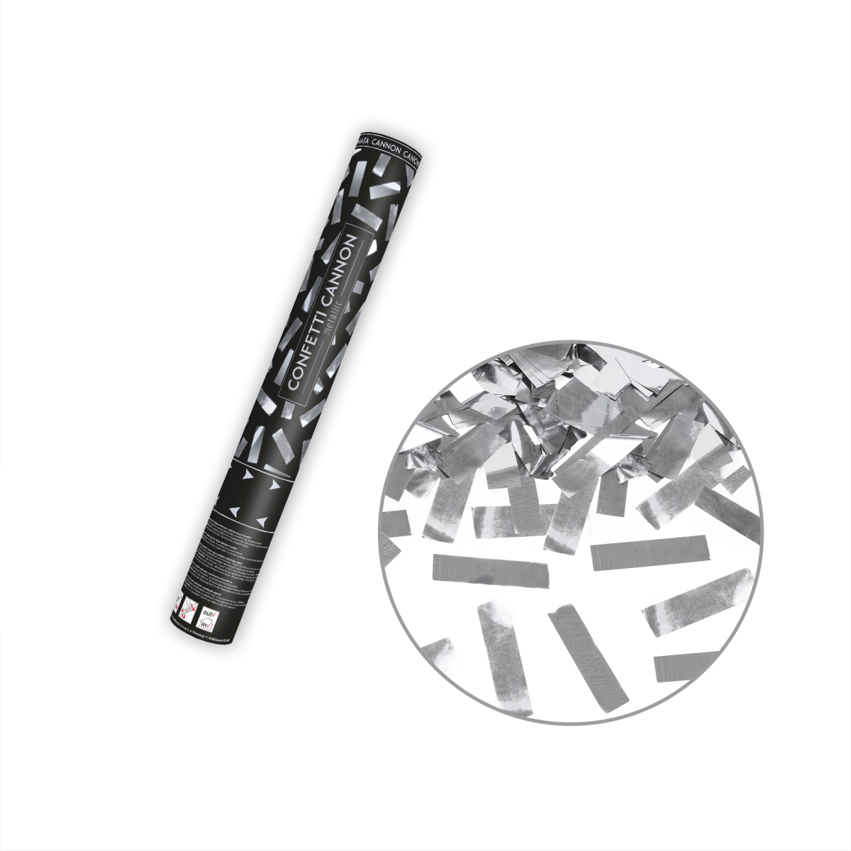 Tuba strzelająca konfetti srebrne 40 cm