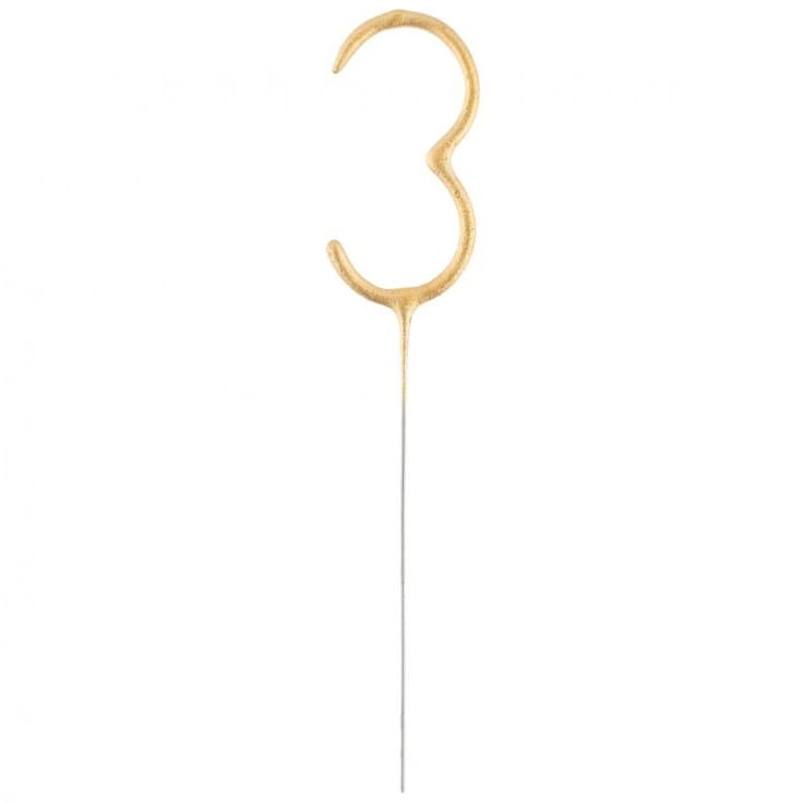 Zimny ognień cyfra 3 złota 17 cm 1 sztuka