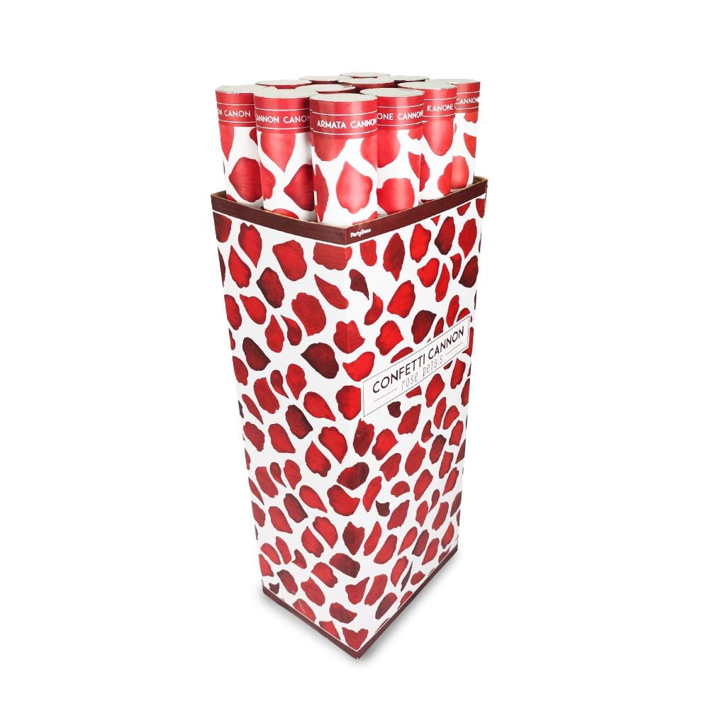 Tuby strzelające konfetti płatki róż bordowe 60 cm 36 szt