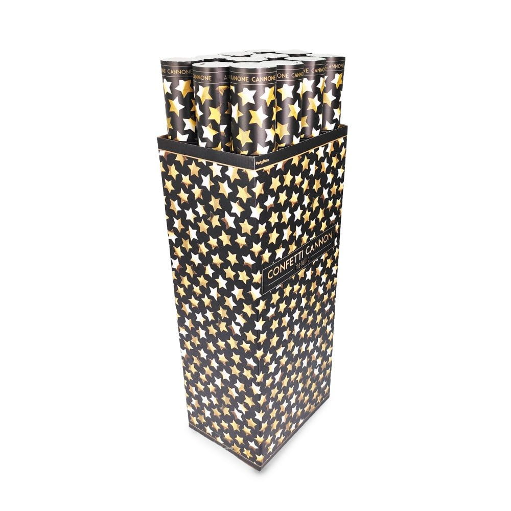 Tuby strzelające konfetti złote gwiazdki 60 cm 36 szt